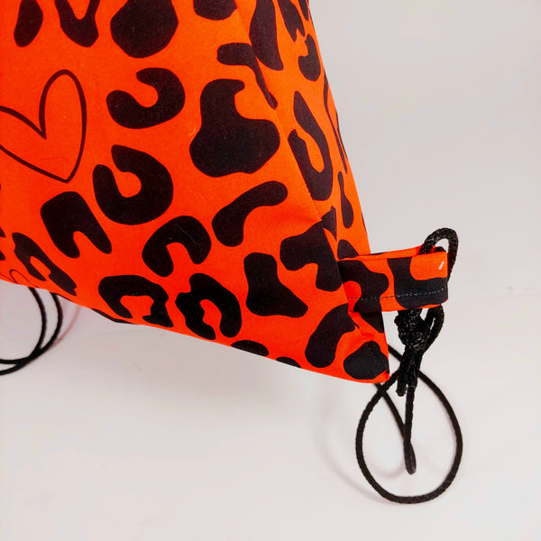 Mochila saco leopardo rojo