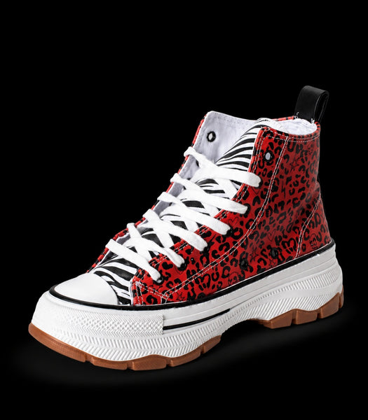 Zapatillas combinada leopardo rojo