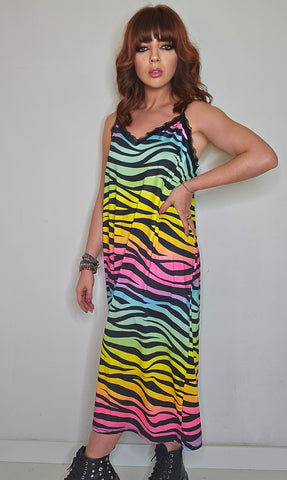 Vestido lencero midi multicolor