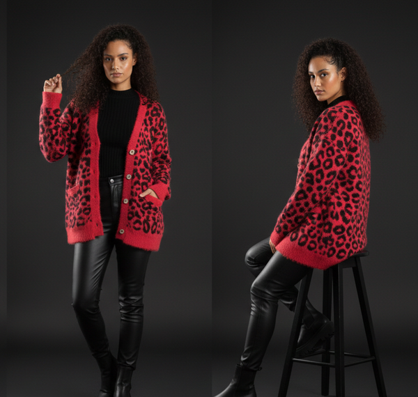 Cardigan leopardo rojo