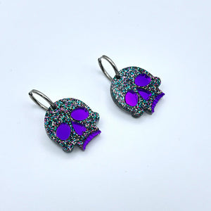 Pendientes calavera purpurina colores