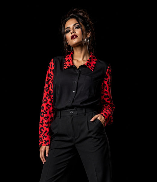 Camisa leopardo rojo