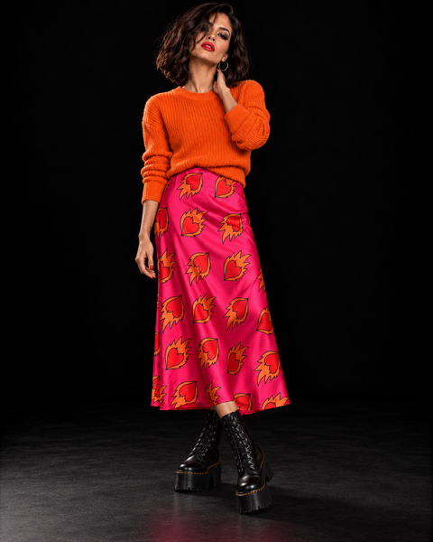 Falda satén on Fire (talla 36/42)