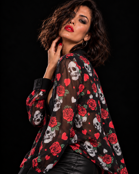 Camisa gasa Skull & Roses