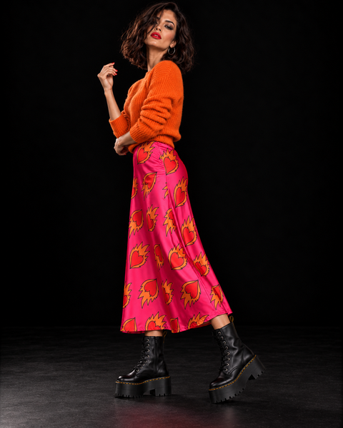 Falda satén on Fire (talla 36/42)