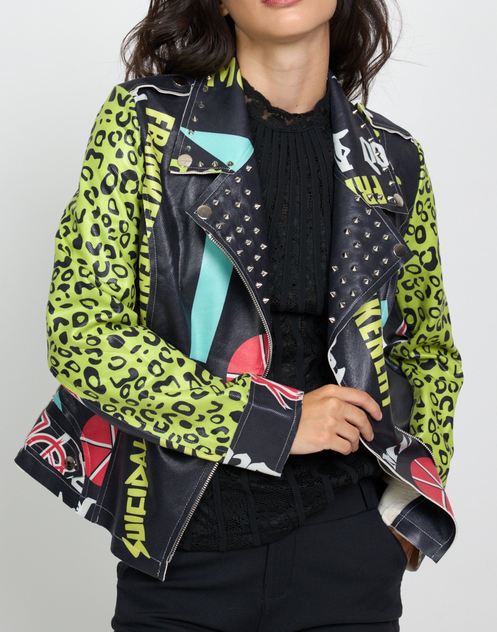 Biker antelina leopardo amarillo