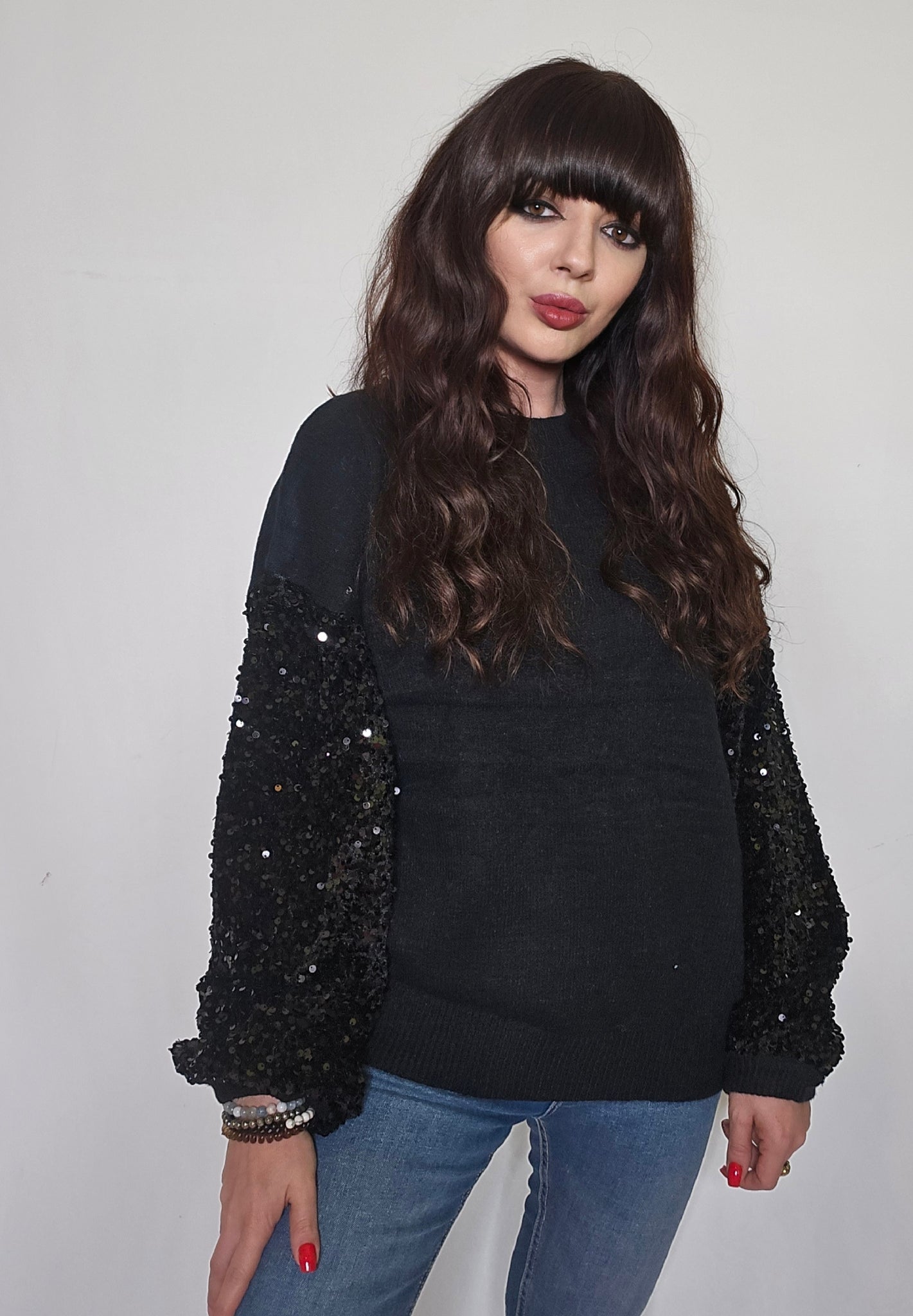 Jersey mangas lentejuelas