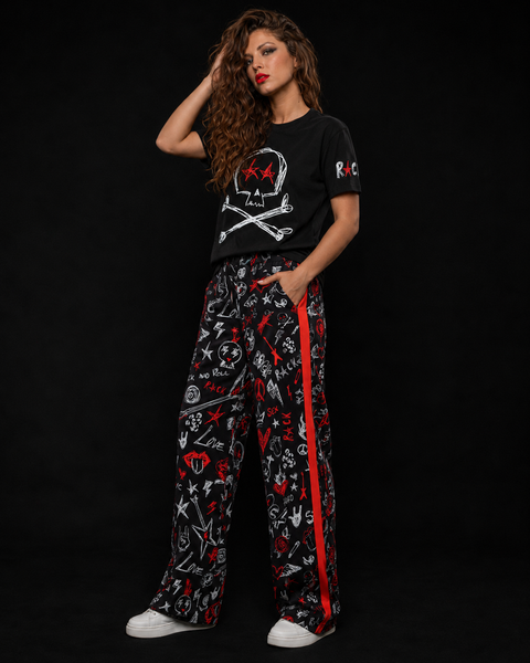Pantalón sport palazzo con tira lateral - ROCK