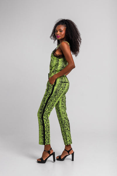 Pantalón pitillo snake verde lima