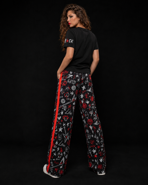 Pantalón sport palazzo con tira lateral - ROCK