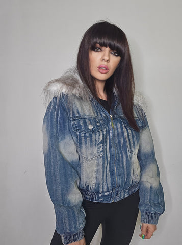 Cazadora denim pelo