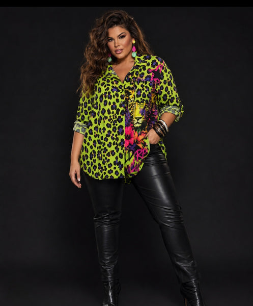 Camisa asimétrica leopardo