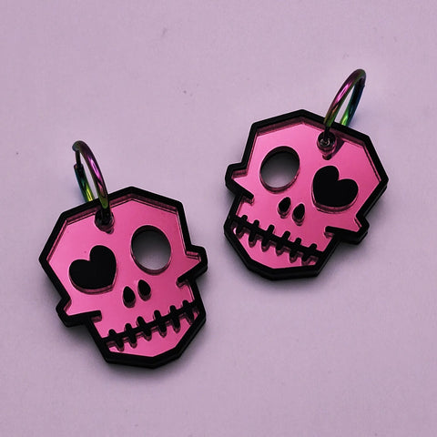 Pendientes calavera Glam rosa