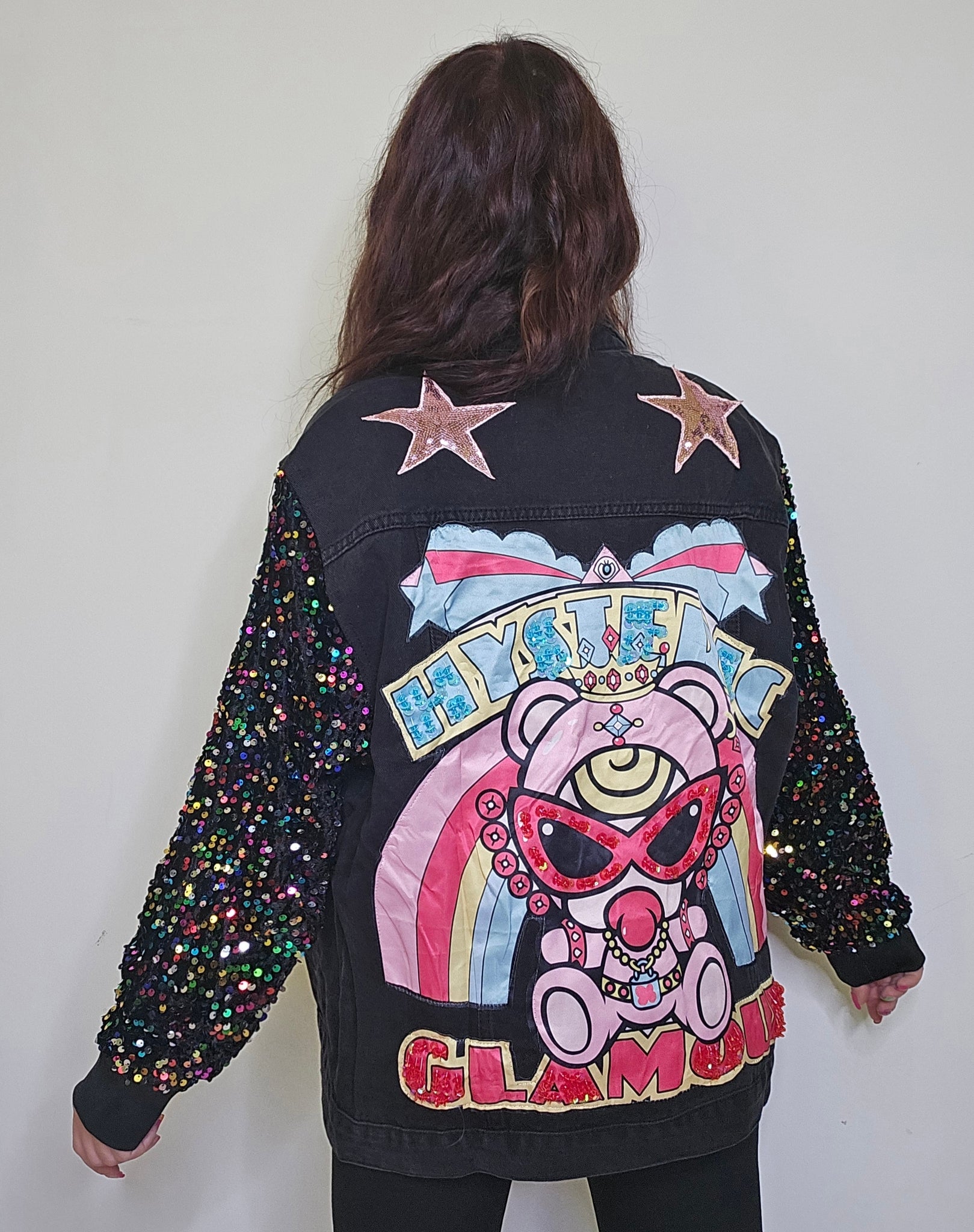 Cazadora denim mangas lentejuelas