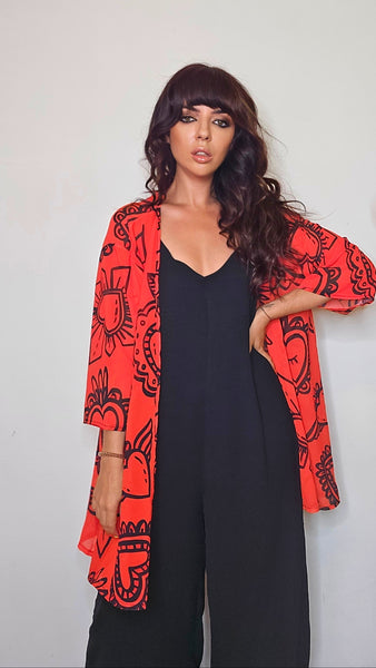 Kimono gasa corazones