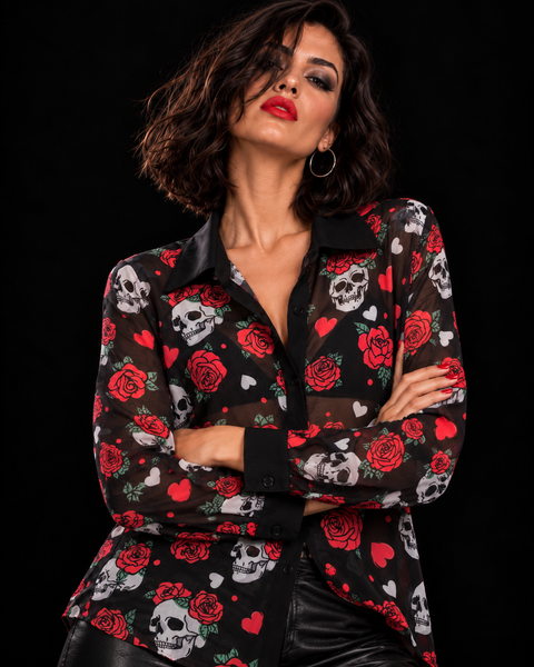 Camisa gasa Skull & Roses
