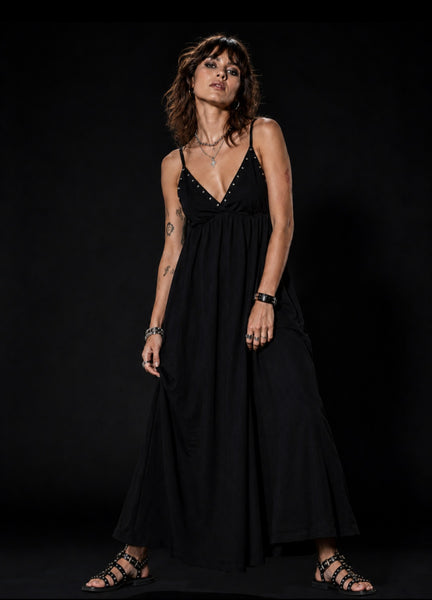 Vestido viscosa tachuelas