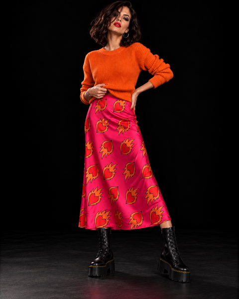 Falda satén on Fire (talla 36/42)