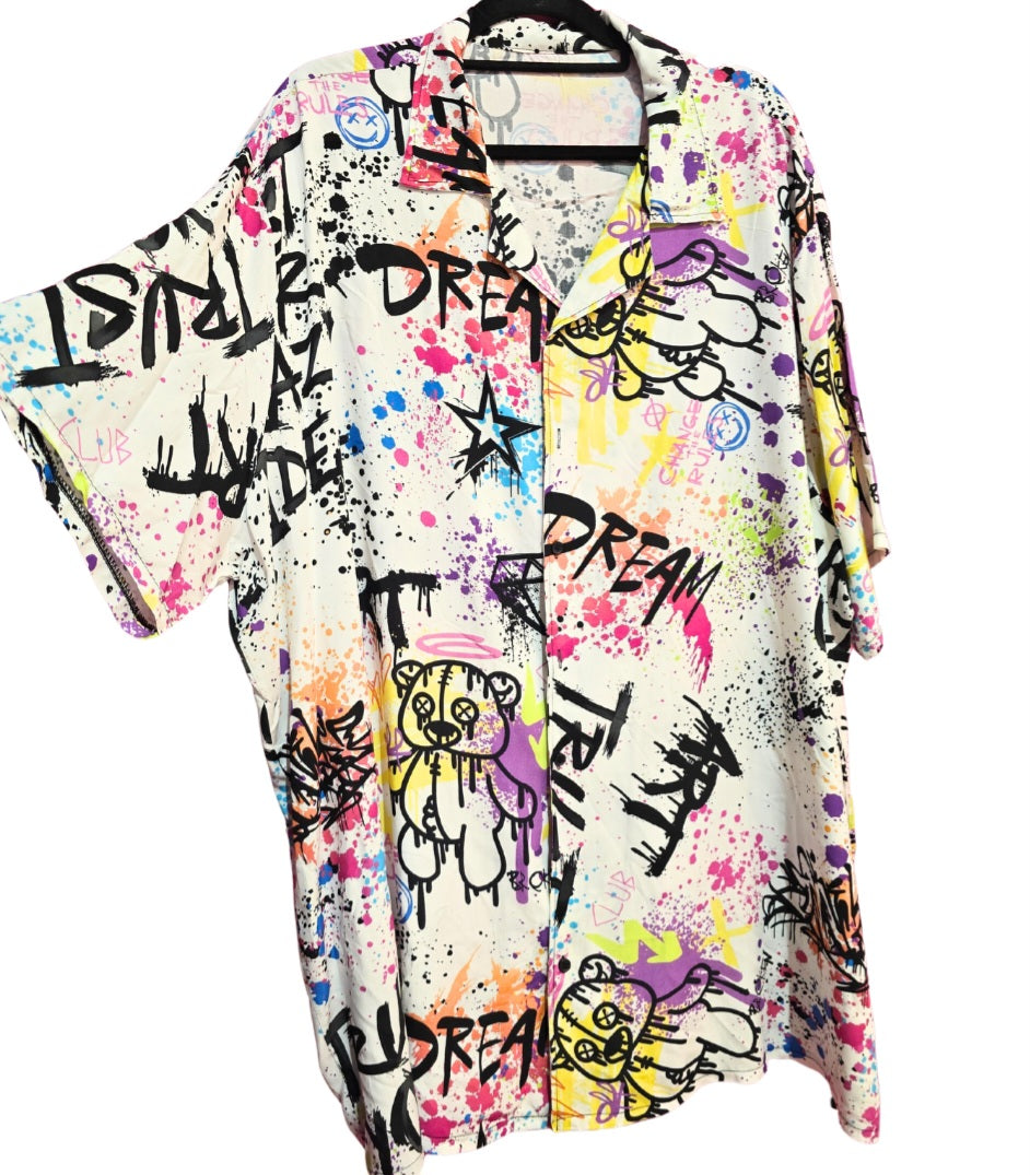 Camisa hawaiana Graffiti talla grande