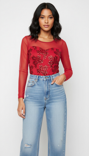 Body lentejuelas rojo