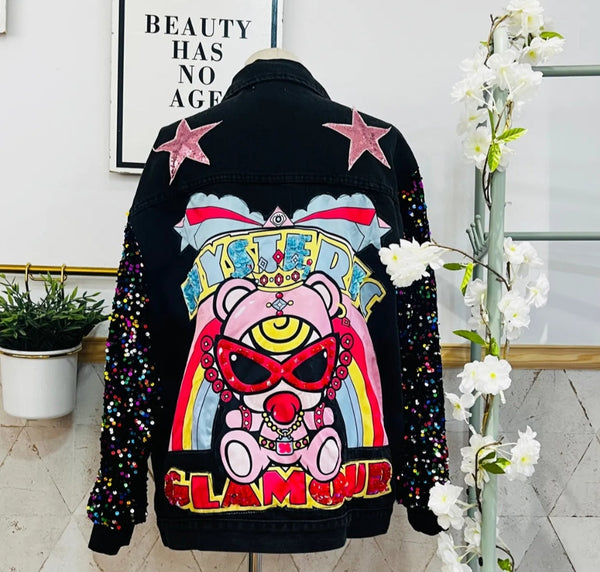 Cazadora denim mangas lentejuelas