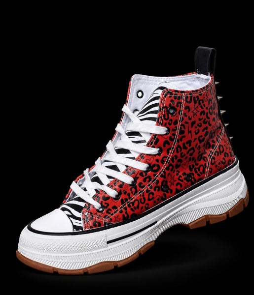 Zapatillas combinada leopardo rojo
