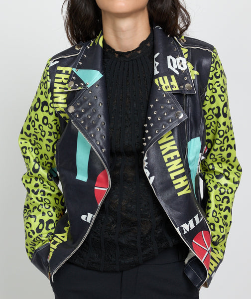 Biker antelina leopardo amarillo