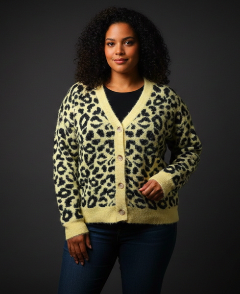 Cardigan leopardo amarillo