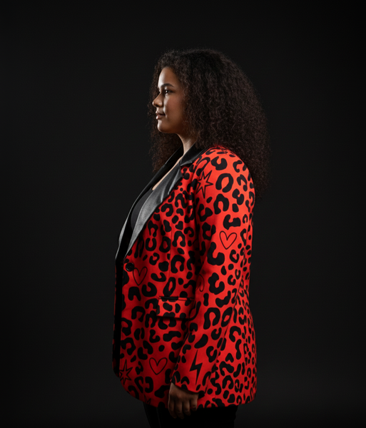 Americana leop.rojo talla grande