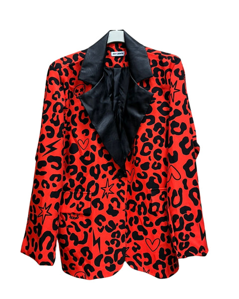 Americana leop.rojo talla grande