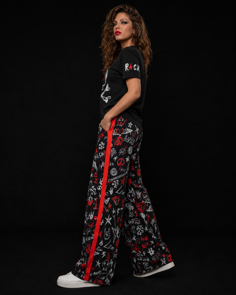 Pantalón sport palazzo con tira lateral - ROCK