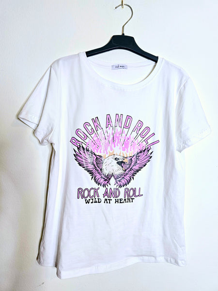 Camiseta rock an roll morada