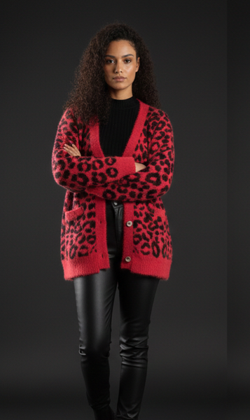 Cardigan leopardo rojo