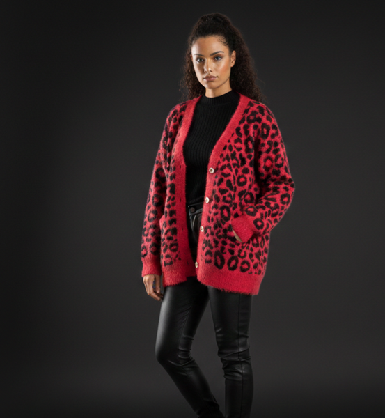 Cardigan leopardo rojo