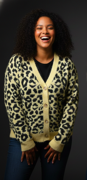 Cardigan leopardo amarillo