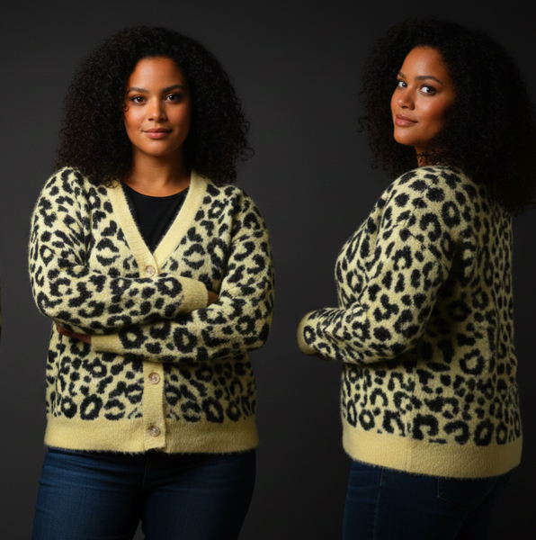 Cardigan leopardo amarillo
