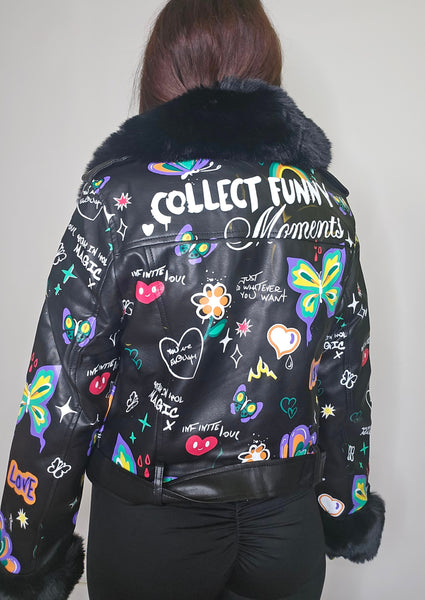 Biker polipiel pintada con pelo